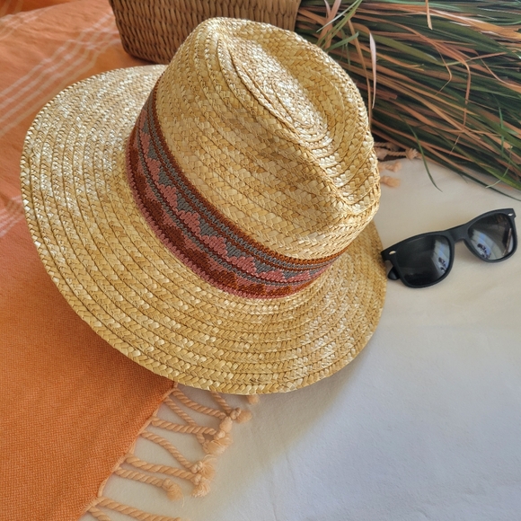 Filippo Catarzi‎ Accessories - Filippo Catarzi‎ Crochet Woven Wide Brim Panama Natural Straw Fedora Hat